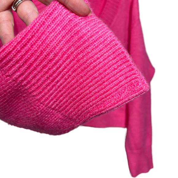 BDG Jenna Womens Pink V Neck Cropped Cozy Sweater Long Sleeve Ribbed Knit Size M - Picture 5 of 16